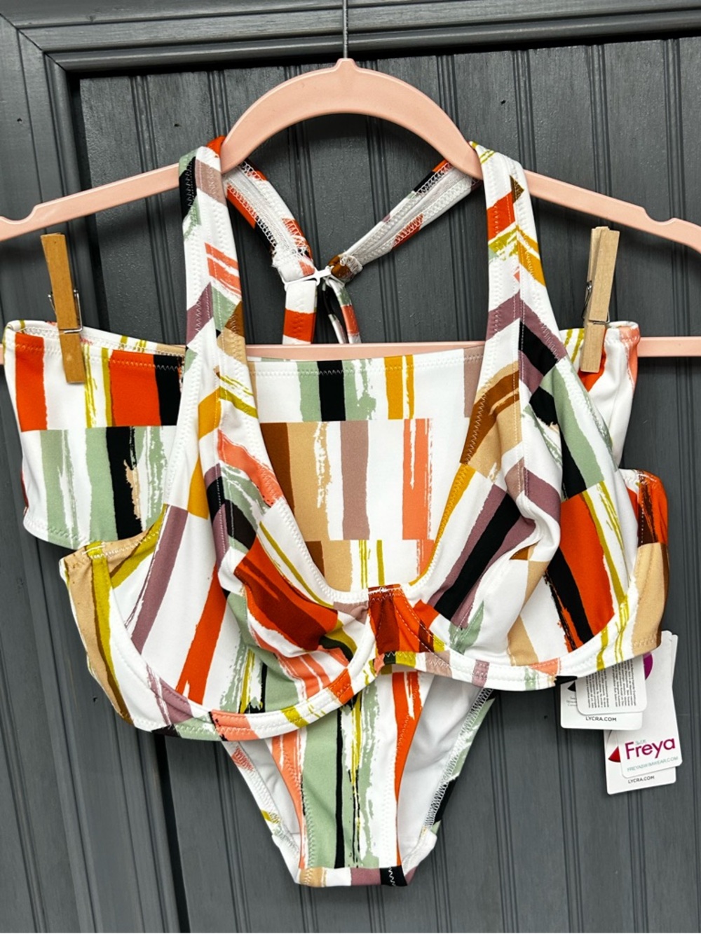 Freya Shell Island Bikini High Waist Full Bust Top, Medium, NWT, White Orange - Picture 15 of 16
